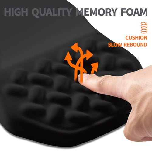 Ergonomic Slope Mouse Pad Wrist Support, Wrist Rest Mousepad for Carpal Tunnel Pain Relief with Massage Bulge and Slow Rebound Memory Foam (12x8 inch, Black)