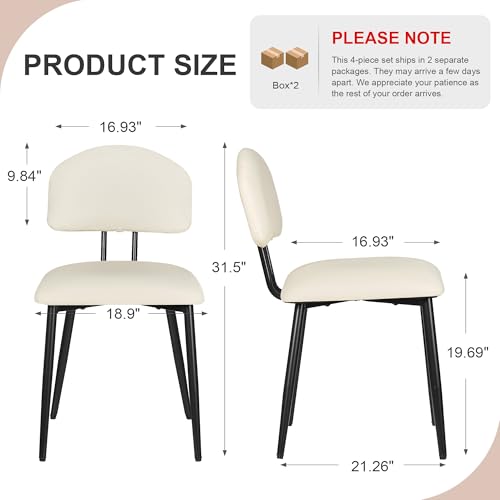 VECELO 4-Pack Beige Upholstered Dining Chairs with Curved Backrest