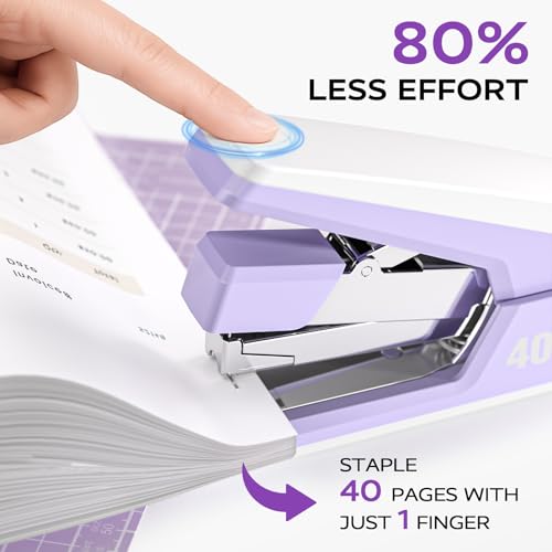 Marsrock Purple Heavy Duty Stapler for 40-50 Sheets with 2000 Staples – Durable Office Stapler