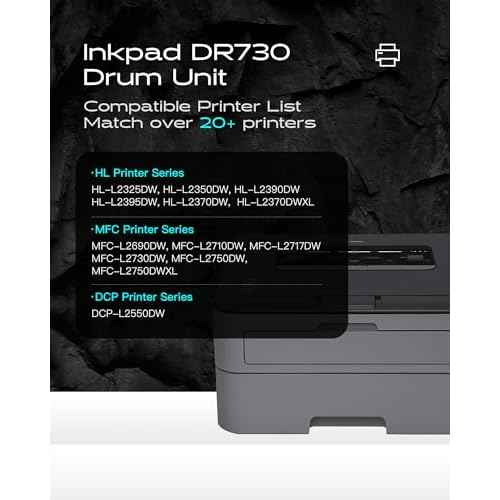 DR730 Drum Unit Compatible Replacement for DR-730 Drum Units to use with MFC-L2710DW MFC-L2750DW HL-L2390DW HL-L2395DW HL-L2350DW DCP-L2550DW HL-L2370DW Printers (2 Drum, NOT Toner)