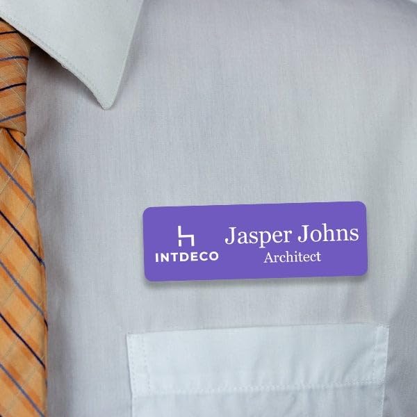 Custom Name Tag Badge, Rounded 1x3 with Logo, Magnet/Pin Backing, 2 Lines