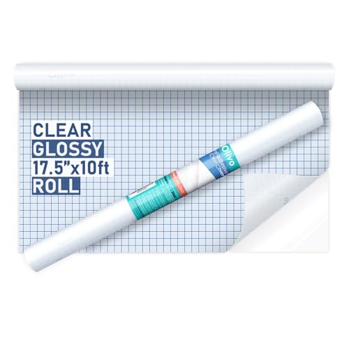 Olivo Clear Glossy Contact Paper Roll 17.5in x 10ft Peel & Stick for Crafts & Books
