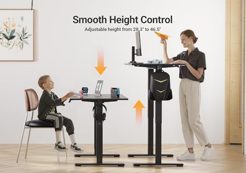 Dark Black Seang Electric Standing Desk 40x24 Inch Adjustable Height Sit-Stand Workspace