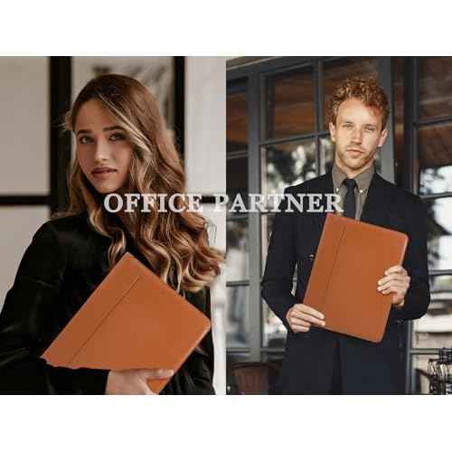 AZXCG Zipper Portfolio Padfolio Binder,3-Ring Padfolio for Women and Men,A4/Letter Size,PU Leather with iPad,Professional Organizer for Resume/Interview (Brown)