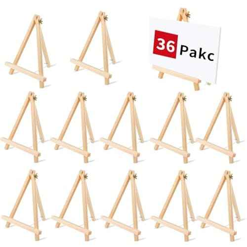 36 PCS 9 Inches Tabletop Easels,Wood Easels, Easel Stand for Painting Canvases, Art, and Crafts, Tripod, Painting Party Easel, Tabletop Easels for Painting, Portable Canvas Photo Picture Sign Holder