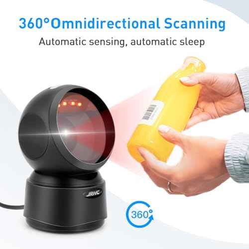 1D 2D Desktop Barcode Scanner, Omnidirectional Automatic Sensing Platform Scanner, Hands-Free USB Wired Image Sensing QR Barcode Reader
