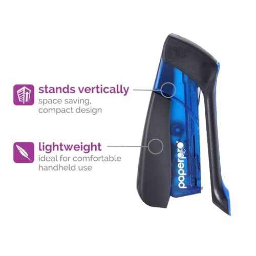 PaperPro Compact Classic Desktop Stapler, 15 Sheet Capacity, No Effort, One Finger, 80% Easier Stapling, Blue