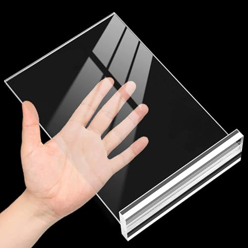 Acrylic Sign Holder 8.5x11 Inches 2 Pack T Shape Desktop Display Stand Vertical Double Sided Clear Table Menu Flyer Holder for Restaurants, Office, Shop, Wedding