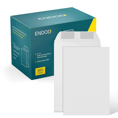 Bulk 6x9 Catalog Envelopes with Gummed Seal - 500 Bright White Heavyweight Mailing Envelopes