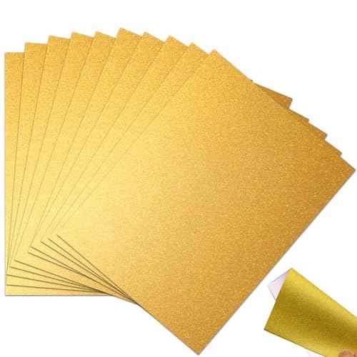 10 Sheets Gold Glitter Cardstock 250GSM/92lb No Shedding Sparkle Paper for DIY Crafts, Invitations & Cricut Cutting | Printer-Friendly A4 Size (7.87x11.8) for Scrapbooking & Gift Boxes