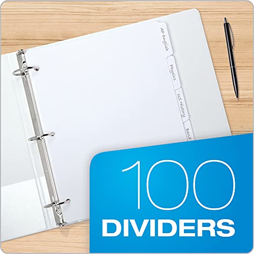 Oxford 5-Tab Binder Dividers Pack of 20 Sets (100 White Dividers, 3-Hole Punched)
