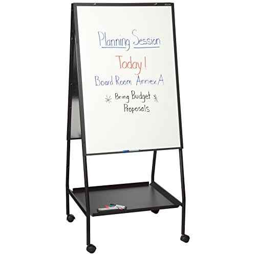 Best-Rite Wheasel, Double Sided Magnetic Dry Erase Porcelain Steel Whiteboard Easel, 65"H x 28.75"W x 27"D (770)