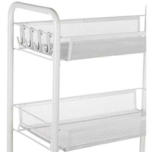 JANE EYRE Rolling Utility Storage Rack Cart on Wheels, Trolley Carft cart, Multi-Purpose Organizer Shelf (White, 4 Tier)¡¦