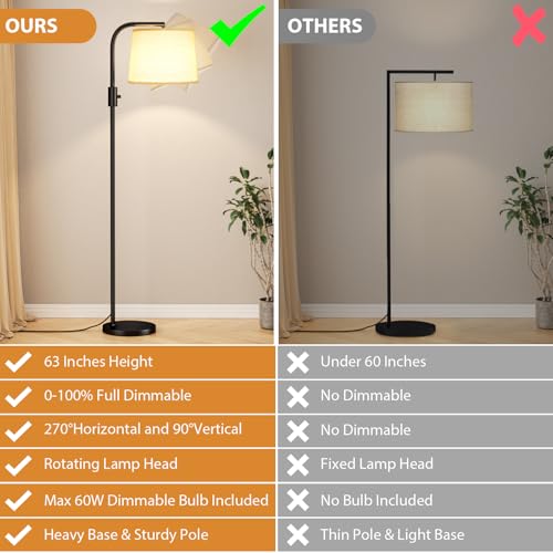 Ambimall ?????????? ???????????????? Floor Lamp - Floor Lamps 9W ?????? Light Bulb Included, Standing Lamps for Living Room with Adjust Head, Modern Standing Tall Light Rotary Switch for Office
