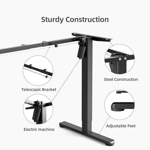 Claiks Standing Desk Frame, Electric Stand Up Desk Legs Frame Workstation Up to 63",T-Shaped Adjustable Standing Computer Desk for Home and Office, (Black Frame only)
