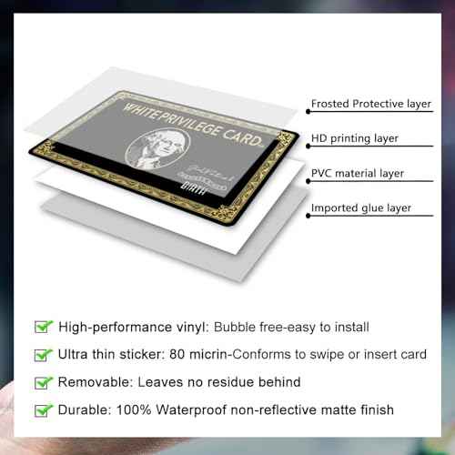 4 Pcs White-Privilege_Card Skin | Debit Card Stickers, Credit Card Skins, Bank Card Protectors | Anti-Bubble, Anti-Wrinkle, Slim Fit Cover for Credit, Debit, and Transportation Cards