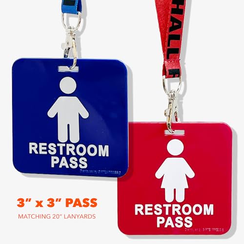 12 Pack School Bathroom Pass Lanyards for Boys & Girls Classroom Use