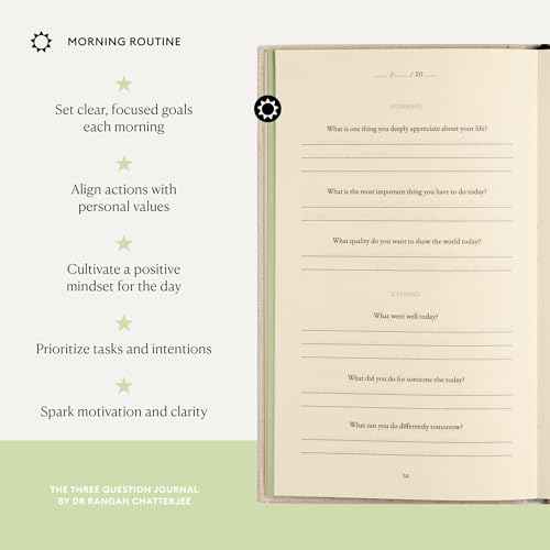 Intelligent Change The Three Question Journal Dr. Rangan Chatterjee - Daily Gratitude 2025 for Mindfulness, Stress Relief, Guided for Daily Mental Wellness Personal Growth - Linen