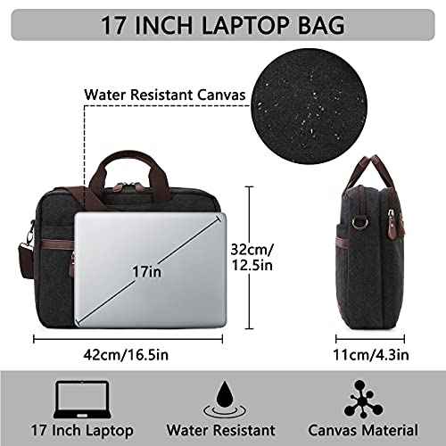RAVUO Messenger Bag for Men, Water Resistant 17.3 inch Laptop Business Briefcase Canvas Shoulder Satchel for Work Business¡¦