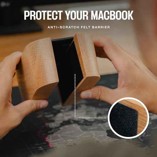 Adjustable Vertical Laptop Stand for Desk, Wooden Laptop Holder, MacBook Pro Stand, Wood Mac Air Dock (Solid Walnut)