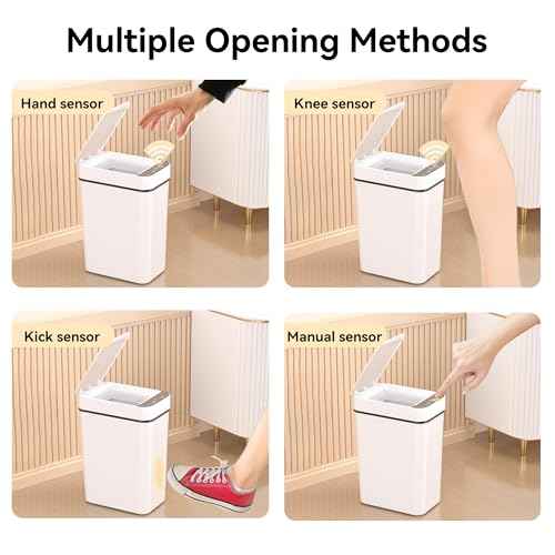 3 Pack Bathroom Trash Can 2.6 Gallon Small Touchless Automatic Motion Sensor Trash Cans Slim Waterproof Garbage Bin with Lid for Kitchen, Office, Bedroom White