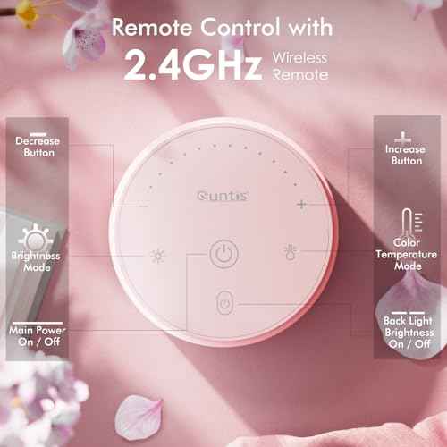 Quntis Pink Monitor Light Bar with Remote, Eye-Care No Glare, Space Saving Computer Desk Lamp As Gifts for Girls, Stepless Dimming, Modern Aesthetic Desk Light Bar for Home Office Gaming Reading