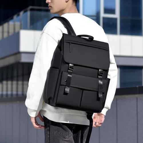 EURYNOME Business Backpack for 15.6/16 Inch Laptops,Max 16.7",Travel Bag Men Women, Water-Resistant Lightweight Office Hiking(Black)