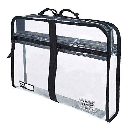 Rough Enough Plastic File Folder Clear Document Bag Organizer Art Portfolio Case with Zipper Compartment for A4 Paper Student Teacher School Supplies College Office Stationary Travel Waterproof