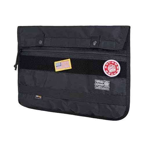 Rough Enough 14 Inch Laptop Sleeve Case Tablet Bag for Men with Tactical Molle Function for Travel Outdoor Adventures Weather Resistant Cordura Black