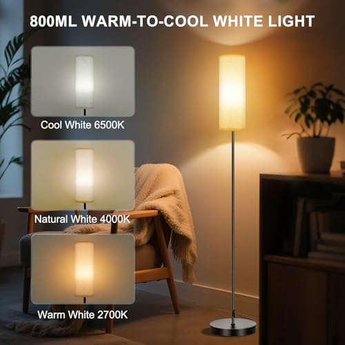 FRIDEKO HOME Beige Color Changing Smart Floor Lamp with 9W 800LM Bulb, App & Remote Control