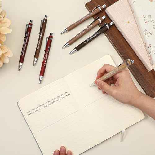 Tellingyou 120 Pcs Employee Appreciation Gifts Bulk Inspirational Bamboo Pen Affirmation Motivational Quote Retractable Ballpoint Pen Thank You Gifts for Coworker Teacher Nurse Christmas Office