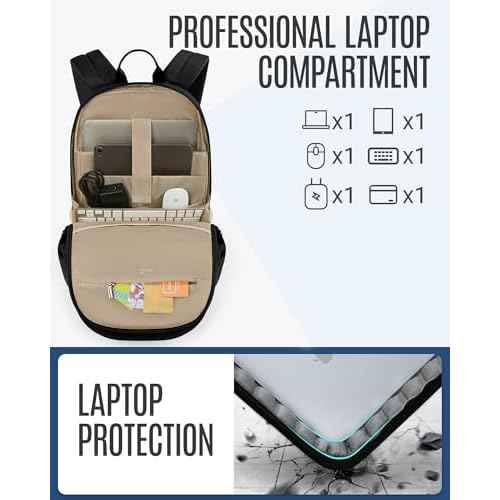 LIGHT FLIGHT Travel Backpack for Women, 15.6 Inch Laptop Backpack with USB Charging Hole, Water Resistant College Bookbag, Large Capacity Black Computer Backpacks for Work, Black