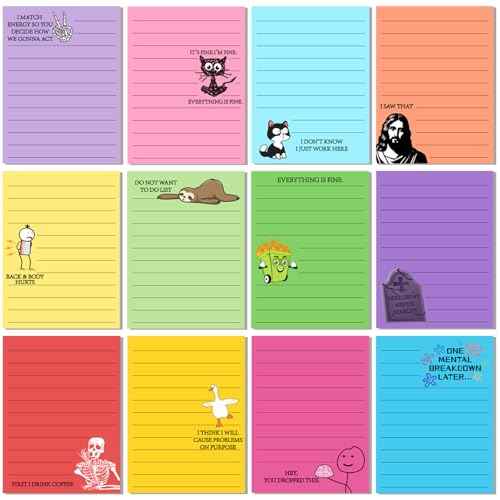 12 Pcs Funny Sticky Notes for Work 4x3 Inches Sarcastic Self Adhesive Notepads Novelty Memo Note Pads for Office Coworker Gifts Employee Appreciation Supplies(Funny,Bright Color)