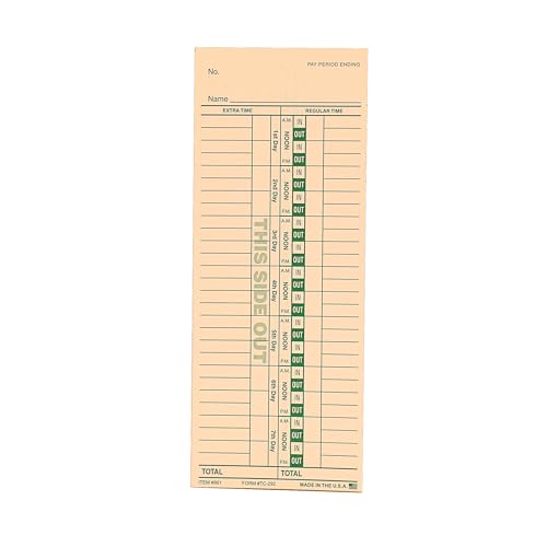 SSWBasics Employee Time Cards - Weekly Punch Cards, Pack of 250