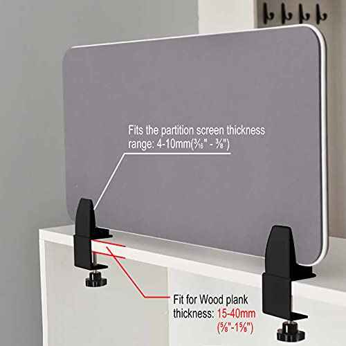 4 Pcs Desk Partition Clips, Acrylic Plastic Shield Holder, Removable Cubicle Panel Extenders Bracket with Adjustable C Clamp