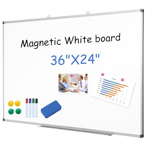 XIWODE Magnetic Dry Erase Board 24x36 Inches, Aluminum Frame Whiteboard for Wall, Durable Writing Surface for Office, Classroom & Home Use
