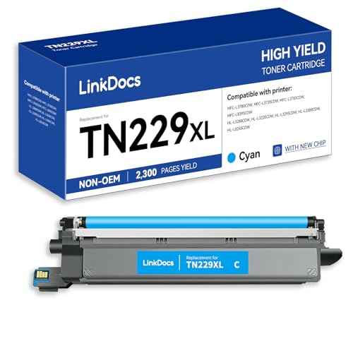 LinkDocs TN229XLC High Yield Cyan Compatible Toner Cartridge Replacement for Brother TN229XL TN-229XL Cyan Work for Brother HL-L3280CDW HL-L3220CW MFC-L3720CDW MFC-L3780CDW Printers