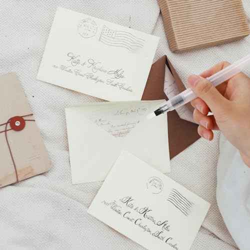 6 Pcs Envelope Moistener Letter Sealer Envelopes Sealer Pencil Style Envelope Moistener, Stamp Moistener with Nylon Brush Head Stamp Mailing Envelope Licker for Office Classroom, Clear