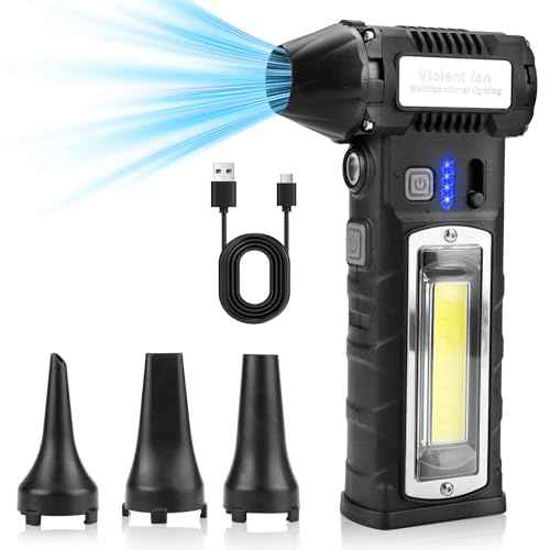 Compressed Air Duster, 2 Gear Adjustable 110000RPM Electric Air Duster with LED Light, 8000mAh Rechargeable Battery, Powerful Dusters for Cleaning Keyboard, Computer, Car, Outdoor, Air Bed