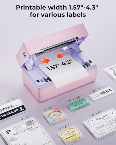 MUNBYN Pink Bluetooth Thermal Label Printer 4x6 Shipping Label Maker