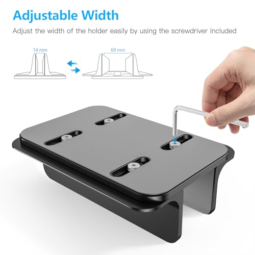 OMOTON Vertical Laptop Stand Holder Black, Adjustable Dock for MacBook