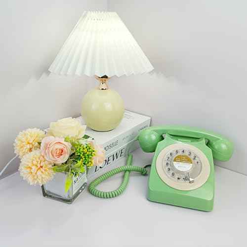 Vintage Retro Old Fashion Rotary Dial Home and Office Telephone Classic Single Line Basic Desk Phone Home Office School Hotel
