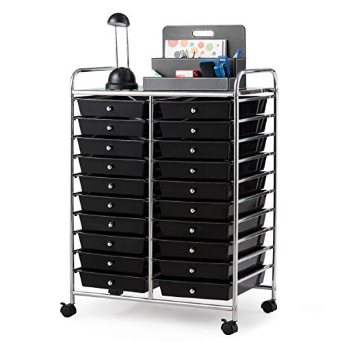 Giantex 20-Drawer Rolling Storage Cart - 25 x 15 x 35 Inch Black (Variation: 20 Drawer)