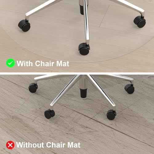 Office Chair Mat for Hard Floors,36"x36" Desk Mat Comfortable and Non-Skid Office Chair Mat Protect Your Floors from Damage,Easy Glide Rolling Plastic Floor Mat for Work,Home