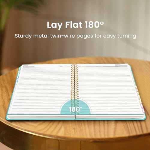 Large Spiral Lined Notebooks for Work With Removable Dividers & Tabs, 8.5"x11" Hardcover 5 Subject Notebook for Note Taking & Organizer, A4 College Ruled Journal for Women & Writing, Aquamarine, 280 Pages
