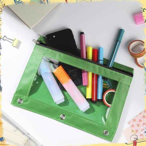 Marspark 48 PCS Pouch Bag for 3 Ring Binder - Bulk Zipper Pencil Binder Pouches with Clear Window for School Office Utensils Storage Supplies(Bright Color)