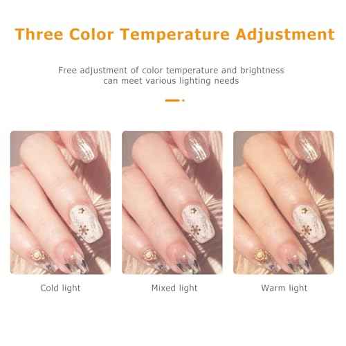 Half Moon Light for Nail Desk, 29In 38W Foldable LED Lash Light with Phone Holder, Nail Tech Light with 3 Color Modes 10 Brightness, Table Nail Desk for Beauty Eyelashes Tattoos Crafts, White