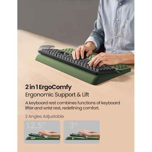 Vaydeer Wrist Rest with Keyboard Stand, Computer Wrist Support Pad, Ergonomic Keyboard Riser Holder Lifter Tray with Wrist Pad, Soft Memory Foam Desk Cushion, Palm Hand Typing for Office Home School