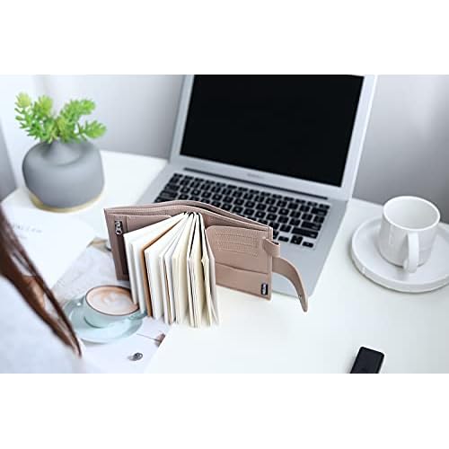 Moterm Companion Traveler's Notebook Cover - Upgraded Design with Back Pocket (Passport Size, Pebble-Taupe)