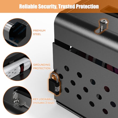 Meteteel Black 8-Device Tablet Charging Station Lock Box for Chromebooks & iPads